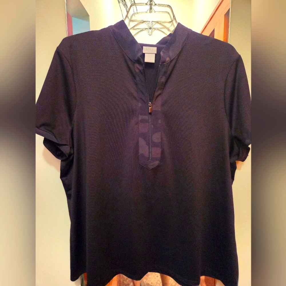 Chico's Black Zip-Up Top And Skort To Match (2 Pieces)